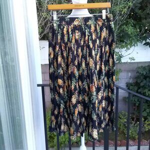Destiny Women's Skirt Preppy Pleated Pineapple Print Petite Med